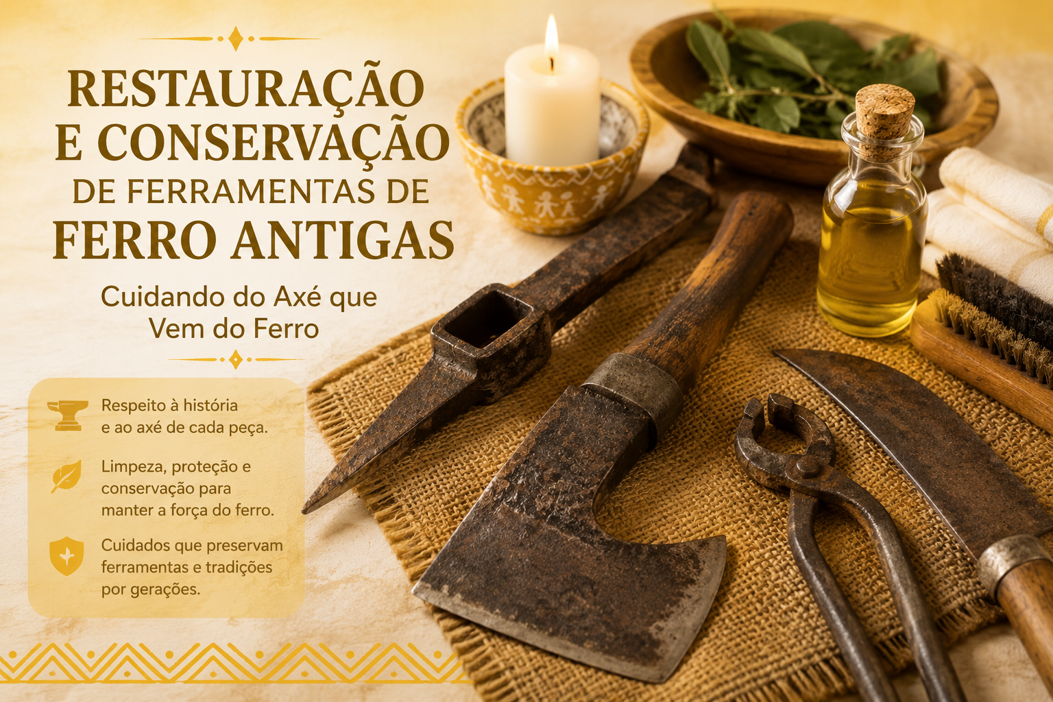 Restauração e Conservação de Ferramentas de Ferro Antigas: Cuidando do Axé que Vem do Ferro