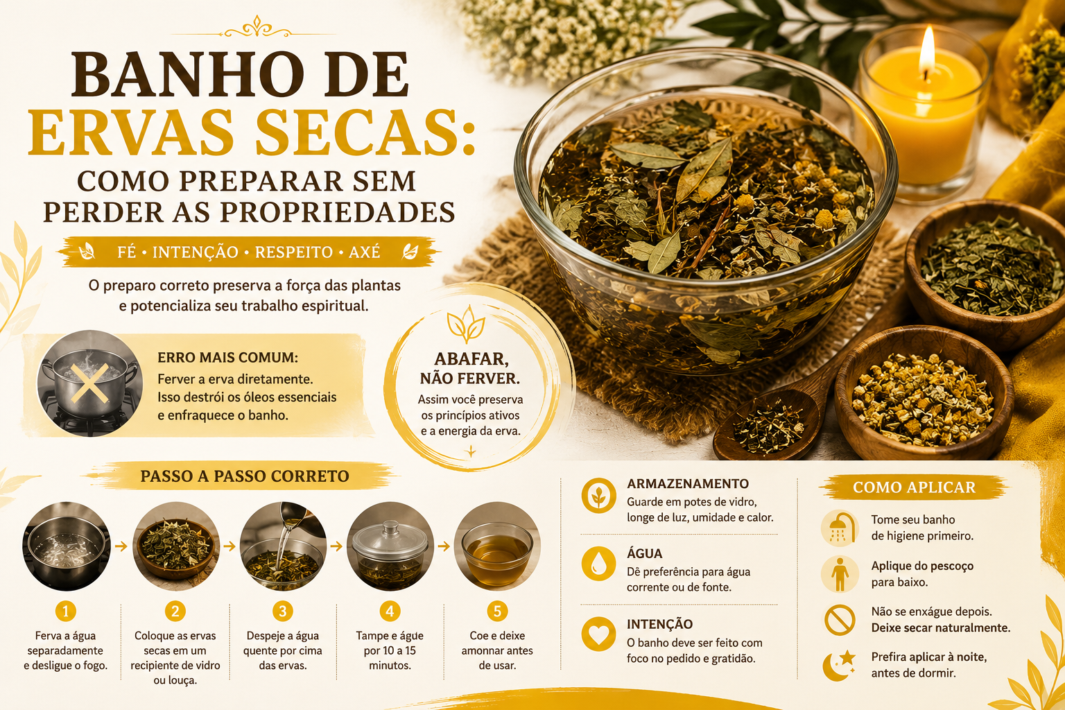 Banho de Ervas Secas: Como Preparar Sem Perder as Propriedades