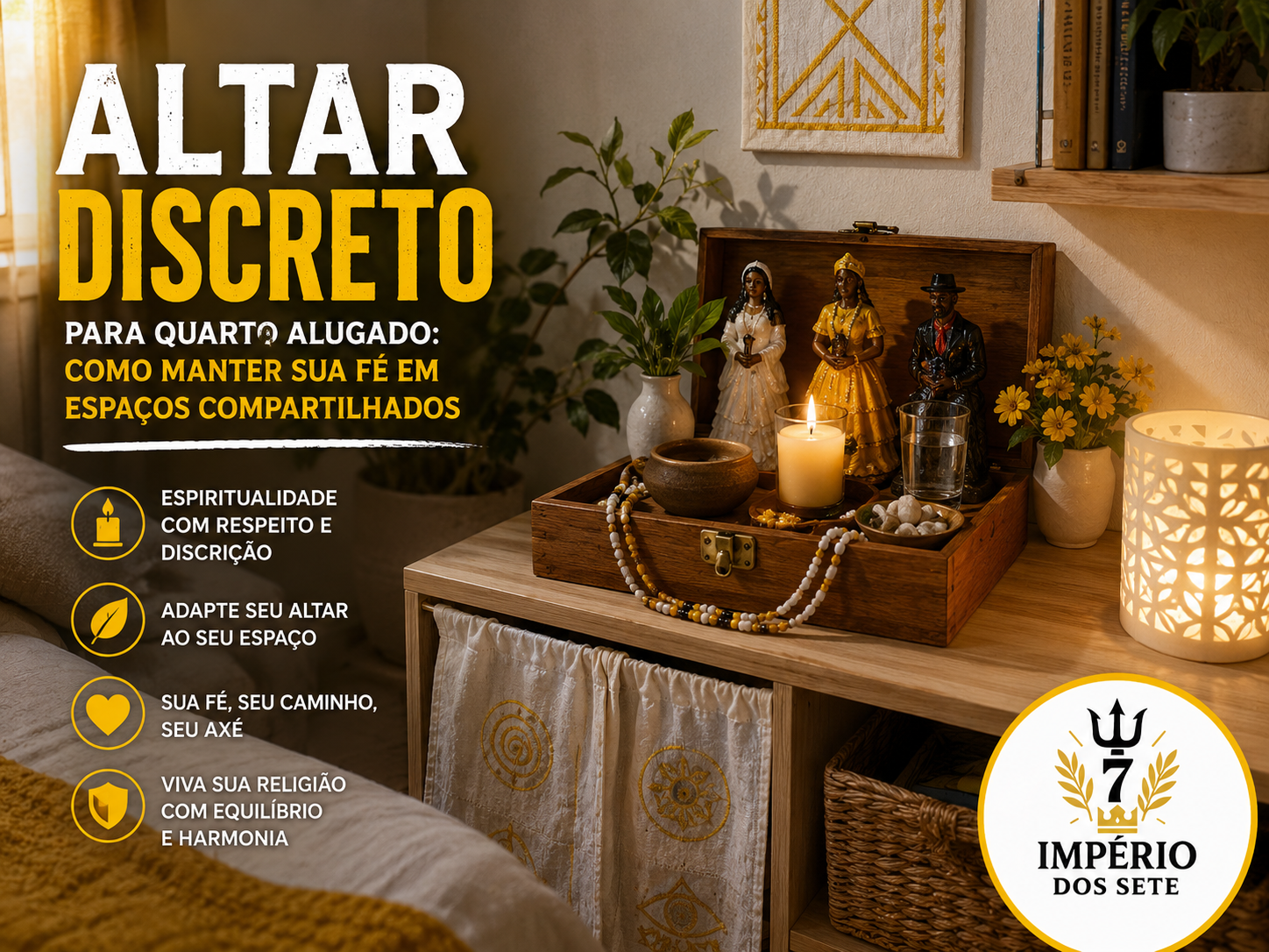 Altar Discreto para Quarto Alugado: Como Manter Sua Fé em Espaços Compartilhados