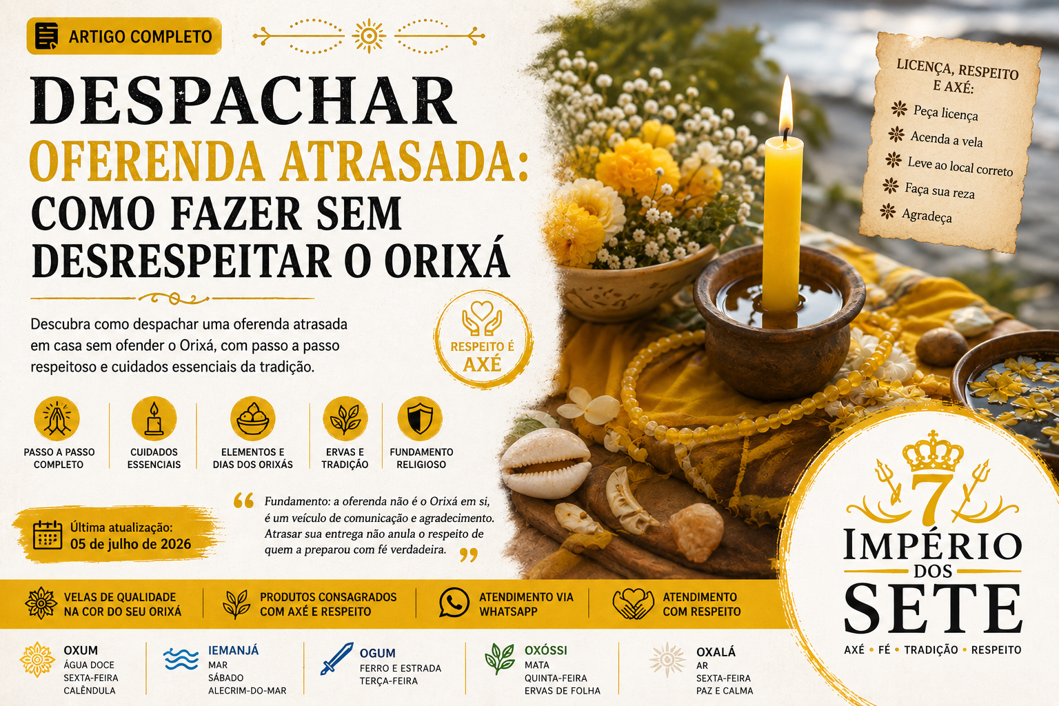 Despachar oferenda atrasada: como fazer sem desrespeitar o Orixá