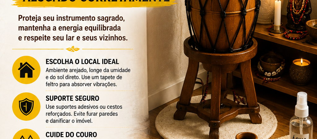 Como guardar o atabaque pequeno em apartamento alugado corretamente