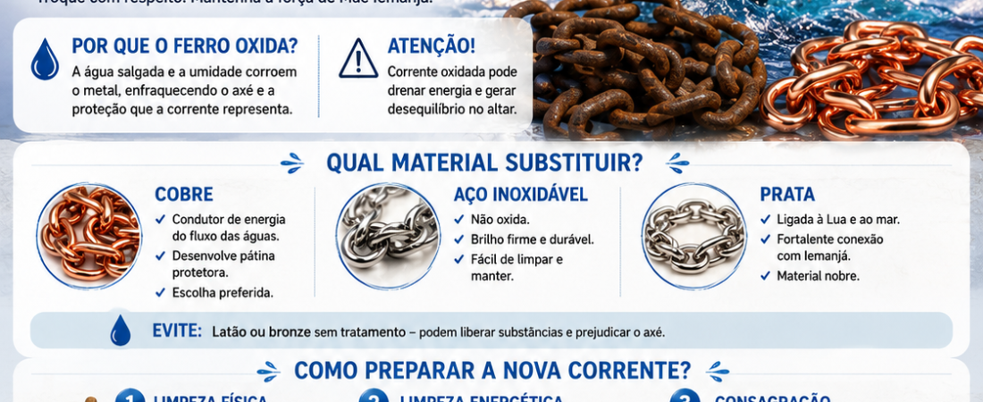Como substituir a corrente de ferro de Iemanjá quando está oxidada?