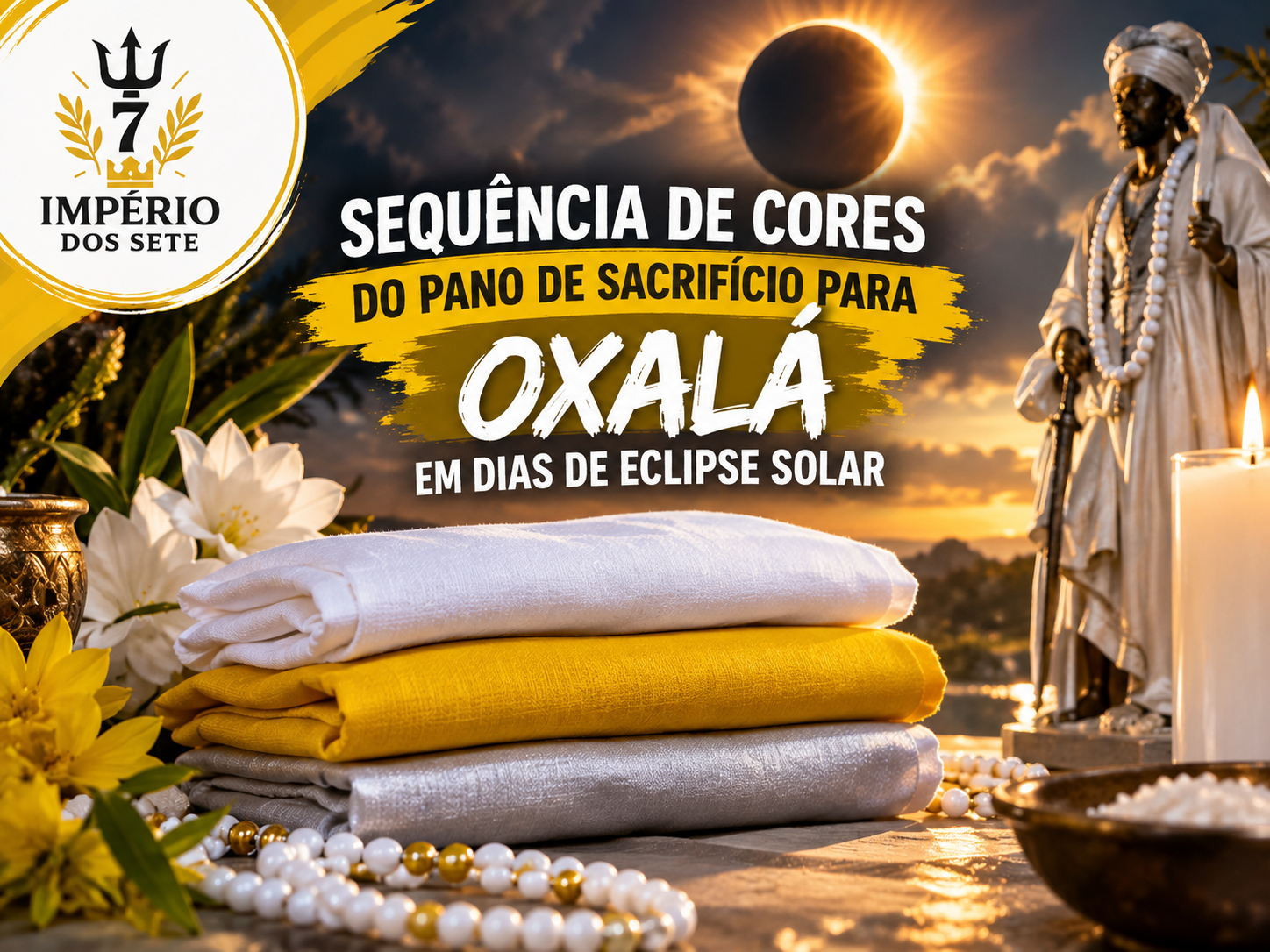 Sequência de cores de pano de sacrifício para Oxalá no eclipse solar